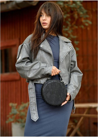 Жіноча сумка кросбоді через плече з екошкіри Чорна з принтом крокодила (9440201020) Sambag (360752371)