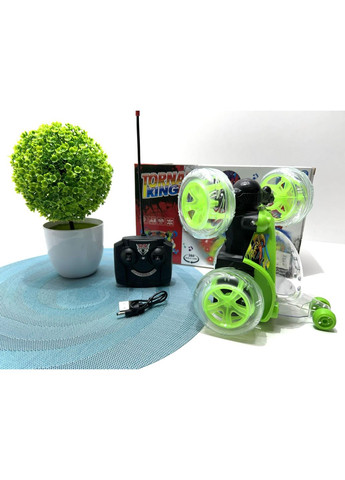 Машина Перевертыш радиоуправляемая трюковая со светящимися колесами 18 см Зеленая (3048) No Brand (305073628)