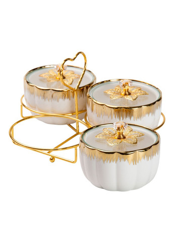 Менажница керамическая на металлической подставке на 3 секции HP-1208 Yiwu (353504138)