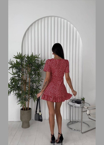 Червона сукня жіноча бебі долл з квітковим принтом софт бебі долл JUGO з квітковим принтом