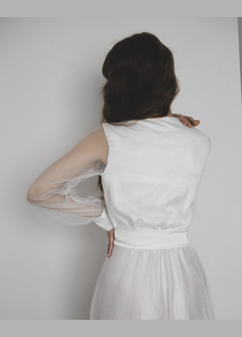 Елегантна подвійна сукня з преміального шовку та сіткою з блискітками No Brand на запах (294342593)