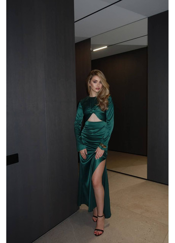 Изумрудное праздничный, коктейльное, вечернее barbara силуэтная Україна однотонное