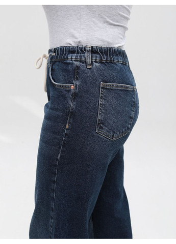 Джинсы женские широкие темно-синие с резинкой на поясе большие размеры Палаццо John Richone - (361066597)