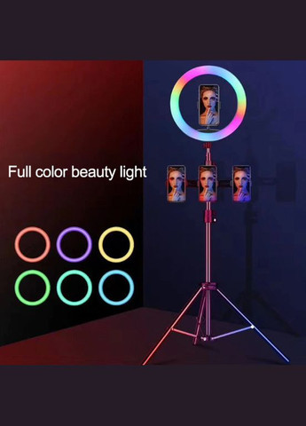 Кільцева лампа кольорова світлодіодна RGB 38 см LED MJ38 з пультом для селфі, блогерів, фото Ring Light (302890696)