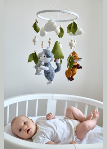 Дитячий мобіль на ліжечко для немовлят WooolyWool «Лісові звірятка» No Brand (342757949)