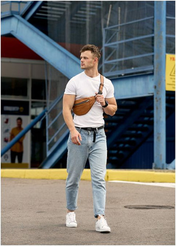 Сумка чоловіча шкіряна через плече месенджер в дорогу для документів клатч спортивний барсетка для телефону сумочка на пояс Sambag (332768943)