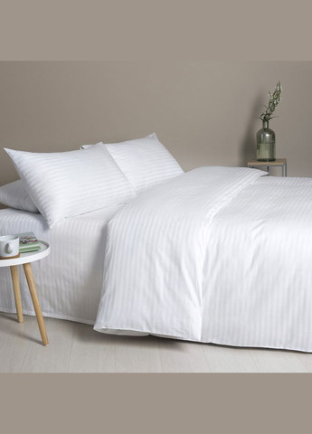 Наволочка 50х70 см на подушку натруальна бававна сатин біла у смужку для готелів та дому IDEIA (334726776)