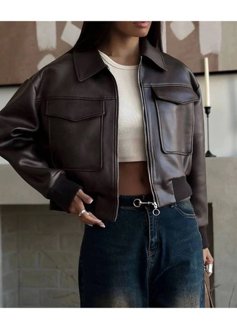 Коричневая куртка-бомбер No Brand