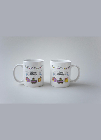 Кружка с принтом "Happy Birthday" 330 мл Белая No Brand (324263705)