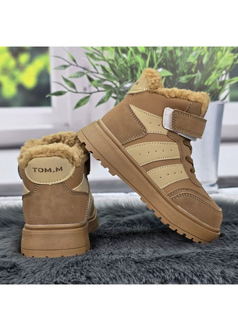 Светло-коричневые повседневные зимние ботинки детские для девочки светло-коричневые зимние на овчине. Tom.M