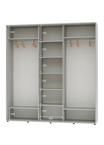 Шкаф-купе трехдверный 220*60*230 Серый 2 Зеркала с пескоструйным рисунком/Зеркало ШК-04 Алекса (360477509)