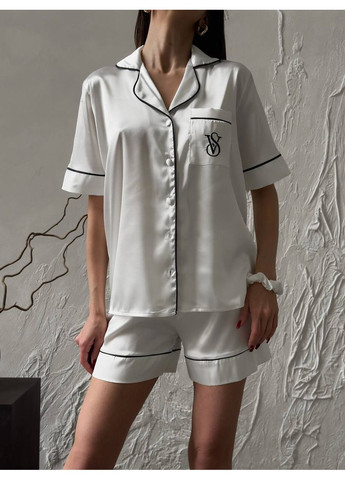 Белая всесезон женская пижама | белая рубашка + шорты Vital-Textile 1257