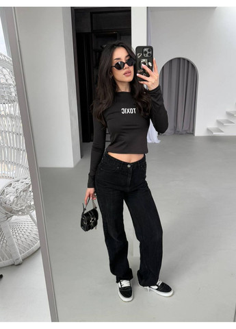 Жіночий укорочений лонгслів з написом MonCher (356129429)