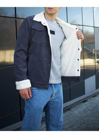 Темно-синя зимня теплий вельветовий піджак куртка вельвет на хутрі . No Brand