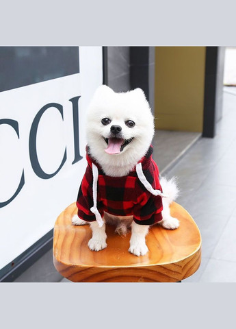 Худі для котів з кишенею Pet Style "Сосиска" Чорночервона клітинка 4XL No Brand - (323234933)