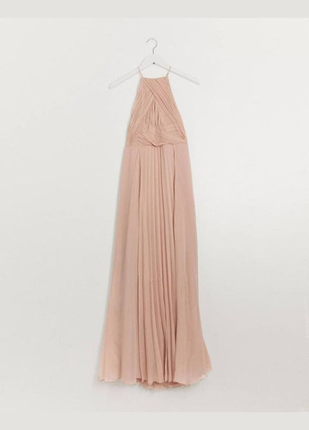 Бежевое платье макси вечернее плиссе Asos