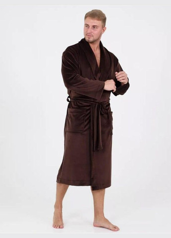 Мужской велюровый халат на запах Коричневый L/XL (Mhalat001-1) No Brand (306633789)