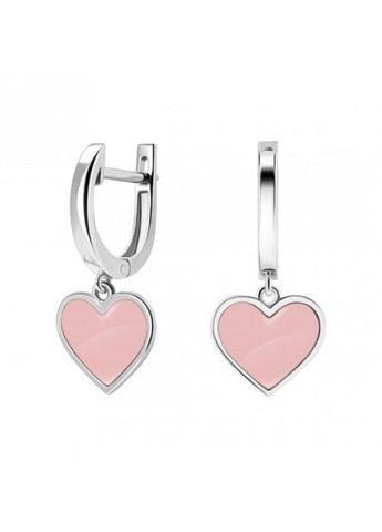 Срібні сережки з рожевою емаллю "Серце". UMAX (289351446)