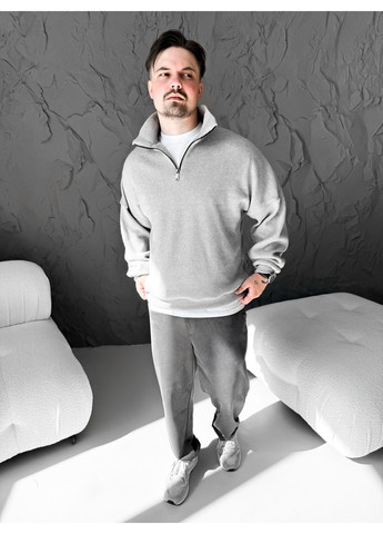 Сірий стильний чоловічий светр на блискавці Vakko