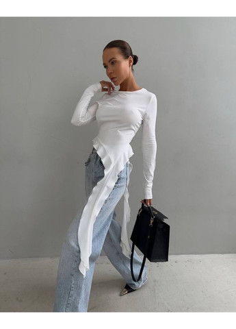 Жіночий лонгслів з асиметричним хвилястим низом MonCher (369378566)