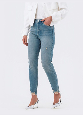 джинси-скінні блакитного кольору з потертостями Dressa - (293486226)
