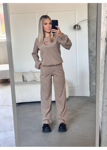 Стильний вельветовий костюм із кофтою сердечним вирізом | ЗАМІР В ОПИСІ DK/DL Мода без кордонів (370682732)