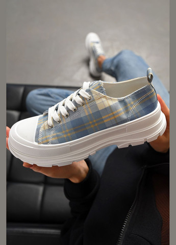 Голубые кеды женские голубого цвета на шнуровке текстиль Let's Shop