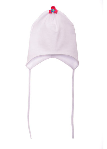 Шапка на завязках для девочки двойной трикотаж с кошкой белая 9м+ (50186) BABYKROHA (323469543)