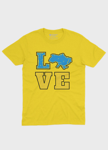 Желтая демисезонная футболка для девочки с патриотическим принтом love (ts001-2-sun-005-1-039-g) Modno
