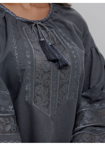 Графитовая женская вышитая блуза биляна романтическая (fm2957) Folk Moda (365729884)