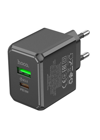 Мережевий зарядний пристрій CS14A Ocean PD20W+QC3.0 charger Black Hoco (369456624)