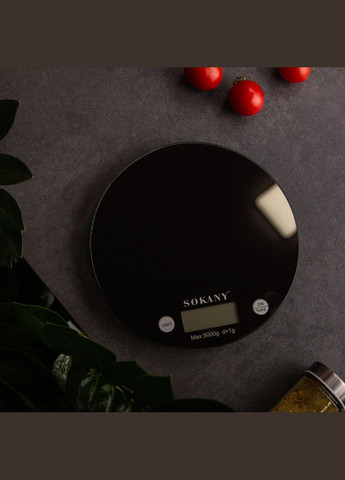 Кухонные настольные электронные весы для взвешивания продуктов SK-19023 до 5кг LCD-дисплей Черный Sokany (322412956)