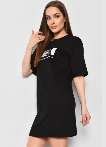 Жіноча туніка з тканини лакоста чорного кольору. Let's Shop (290981407)