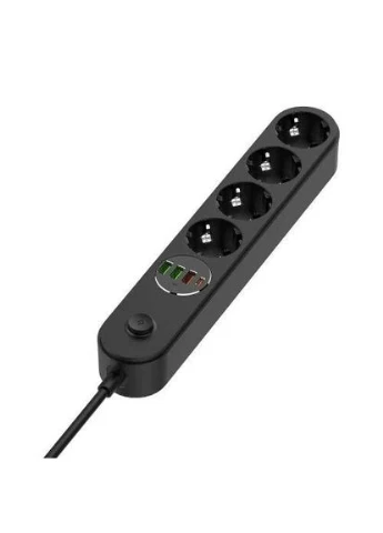 Фільтр мережевий, 4 розетки, 2 м, Black, 1xType-C (45 Вт, PD3.0), 1xUSB (30 Вт, QC3.0), 2xUSB (12 Вт), дріт з міді (до 2500 Colorway (395354524)