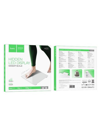 Умные напольные электронные весы HI20 LED-дисплей 0,5-180 кг Стеклянные бытовые Белый Hoco (337311100)