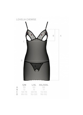 Сорочка з вирізами на грудях + стрінги LOVELIA CHEMISE black - CherryLove Passion (282966073)