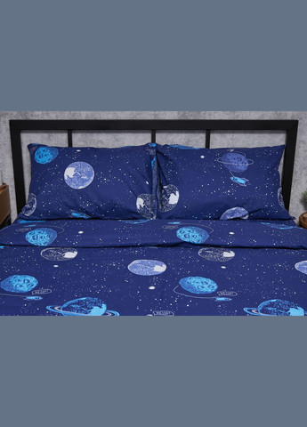 Комплект постільної білизни Бязь Gold Люкс «» Сімейні 143х210х2 наволочки 2х40х60 (MS-820004820) Moon&Star Planets (293148246)