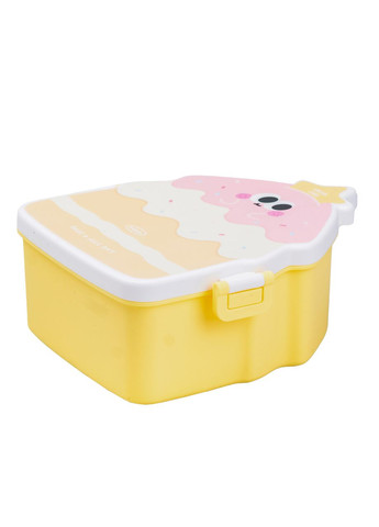 Дитячий ланч бокс на дві секції 950 мл пластиковий з вилкою та ложкою "Тістечко" Жовтий HP12271Y Jooki (358705722)
