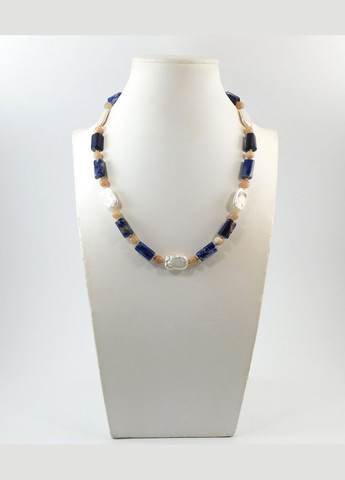 Ожерелье "Морские сокровища" Жемчуг, Содалит, Солнечный камень, серебро Fursa fashion (322313458)