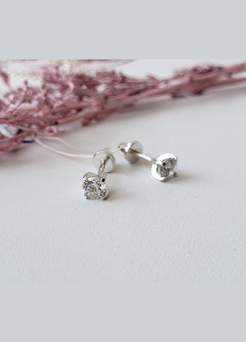 Серебряные серьги гвоздики с Белым камнем 5 мм серебро 925 пробы 2102 No Brand (306741292)