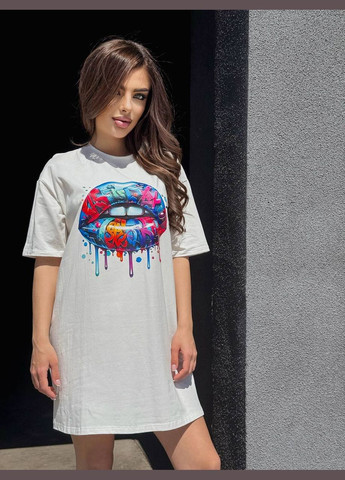 Молочное кэжуал платье N.Family с рисунком