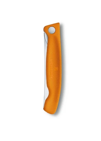 Кухонний ніж SwissClassic Foldable Paring лезо 11см хвил. з помаранчевою ручкою (блістер) для очищення овочів Victorinox (394043224)