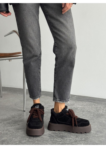 Зимові черевики нат. замш, хутро teddy зимові ботінки жіночі, чорні зимові черевики з хутром код 26540 Fashion (368971954)