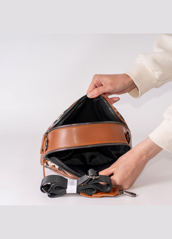 Сумка женская Кросс боди функциональная коричневая леопард из экокожи NIUNIU (340239664)