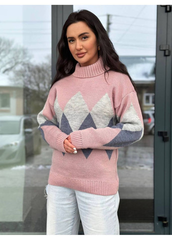 Бледно-розовый демисезонный женский теплый свитер под горло джемпер No Brand