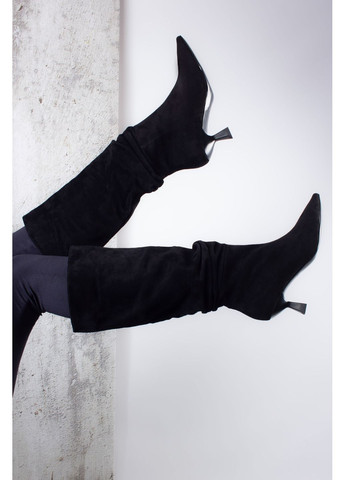 сапоги женские h301-2j-1 натуральная замша черные 346572 Where Uwear