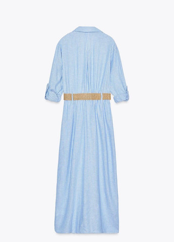 Синее деловое платье Zara в полоску