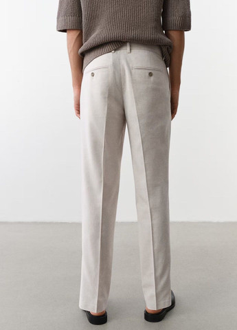 Светло-бежевые классические летние брюки H&M