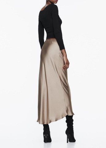 Серо-коричневая праздничный однотонная юбка Zara