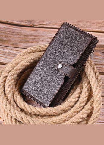 Чоловіче вертикальне портмоне з натуральної шкіри 21421 Коричневий Karya (329148941)